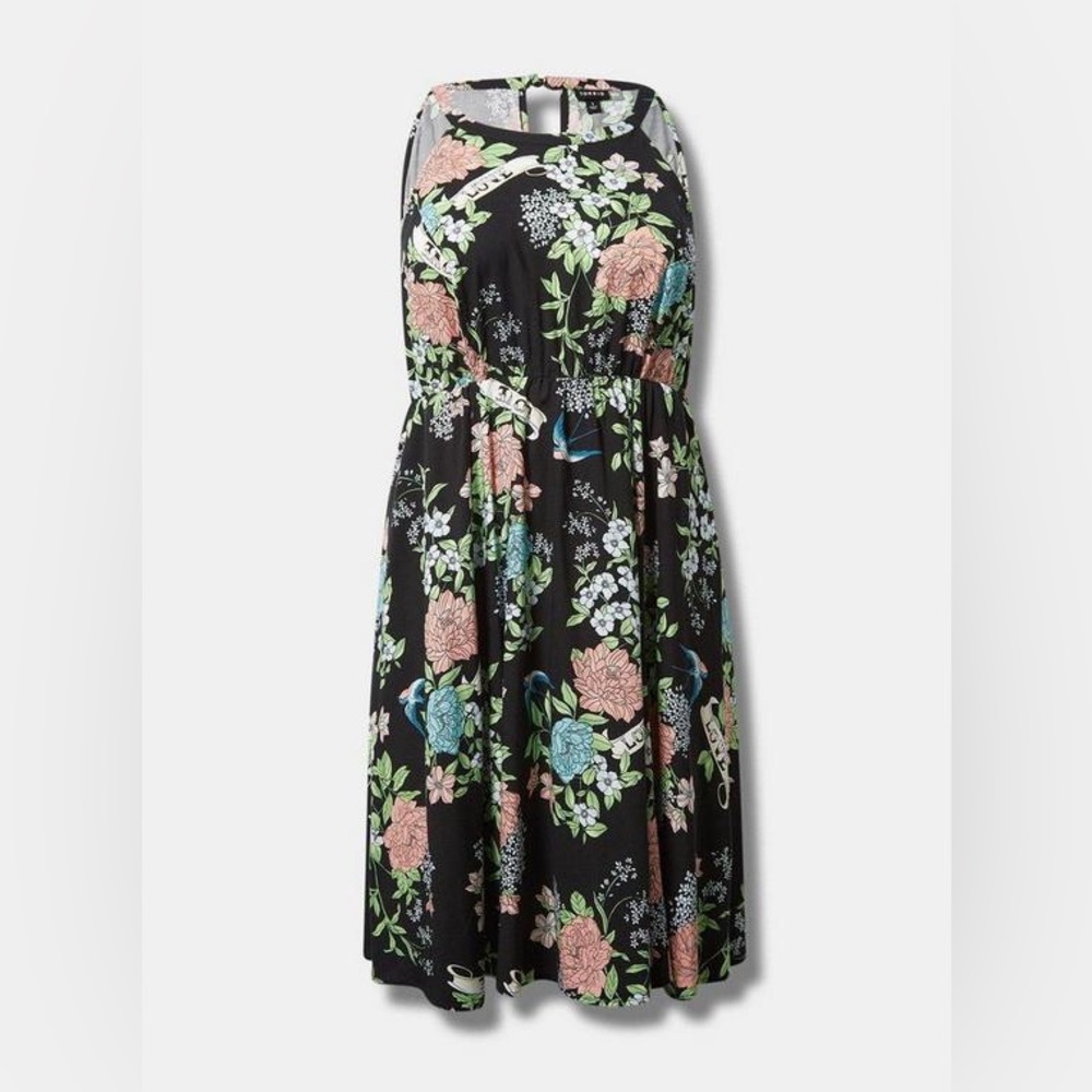 Torrid Floral Halter Neck High Low Dress | Size 2 - Picture 5 of 15